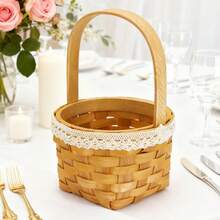 Woven Flower Basket Elegant Rustic Large Capacity Lightweight Portable Basket For  Storage - Brown - View 2