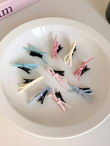 10pcs Pet Hair Accessories Dopamine Rainbow Bowknot Hair Clips Alligator Hair Clips, Adorable Pet Hair Decorations - Multicolor - View 5