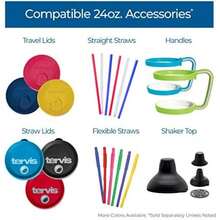Tervis Made in USA Double Walled Clear & Colorful 24oz Lidded Insulated Tumbler Cup Keeps Drinks Cold & Hot, 24oz, Blue Lid(Amatista Individual) - Multicolor - Ver 5