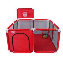 Children's Playpen With Basket, Square - Red - View 2