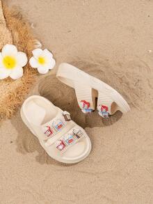 1 Pair Kids/Toddlers Summer Comfortable Soft Durable Non-Slip EVA Beach Vacation Casual Popcorn Slide Sandals - Beige - View 5