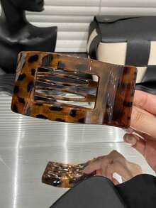 1个扁平方形豹纹发夹，适合女性，优雅简约，大号鳄鱼夹，后脑勺发爪，发夹，发卡，发箍，优雅发饰，优雅爪夹，冬季发饰，圣诞礼物，女士礼物，发饰，创意女士礼物，美丽圣诞礼物，女士时尚发夹，优雅发爪夹，女士发饰 - 彩色 - 查看 5