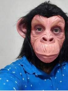 قناع وجه قرد من المطاط الأسود، قناع وجه قرد غوريلا كامل الوجه، إكسسوارات تنكرية للهالوين - 1 قطعة قناع قرد - مشاهدة 3