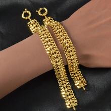 Vòng tay hạt đồng mạ vàng 18K, dài 7-8 inch, thiết kế khóa kiểu hàng hải, thanh lịch và phù hợp cho phụ nữ đeo hàng ngày, dự tiệc và các buổi liên hoan. - Vàng - Xem 3