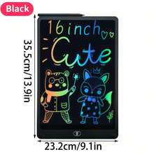 Tableta LCD para dibujo y escritura de 16 pulgadas para niños, color rosa/azul/negro - Lápiz óptico para volver a la escuela, pizarra educativa - Multicolor - Ver 16