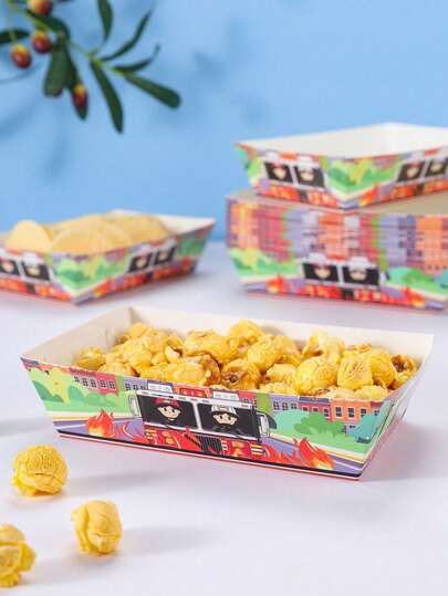 10/24pcs Firefighter Themed Food Boxes, Fries Boxes, Popcorn Boxes, Popcorn Boxes, Birthday Party Decorations And Family Movie Night Snack Boxes, Suitable For Lunch Box, Bakery Bread, Burger Restaurant