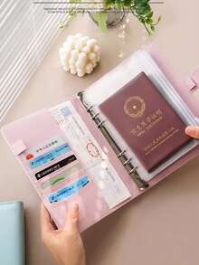 1pc Family Document Organizer With 10 Mini Pockets For Cash, Bank Cards And IDs Back To School,School Supplies,Savings Plan,Biweekly Savings Plan,10000 Savings Plan,Savings Strategy - A5 - View 2