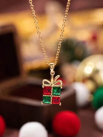 1 pieza Nuevo collar de Navidad para mujer, colgante de esmalte con reno, Papá Noel, árbol de Navidad, elegante gargantilla