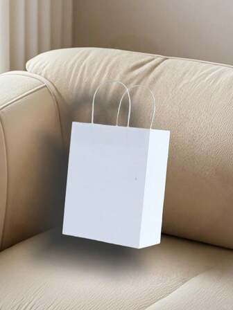 20pcs Pure White Kraft Paper Bags, Kraft Paper Shopping Bags, Kraft Paper Gift Bags, Birthday Gift Bags, Handles Bags, Suitable For Small Businesses, Shopping, Retail, Parties, Merchandise, Gifts (Christmas, Halloween, Back To School Seasonal Gift Bags)