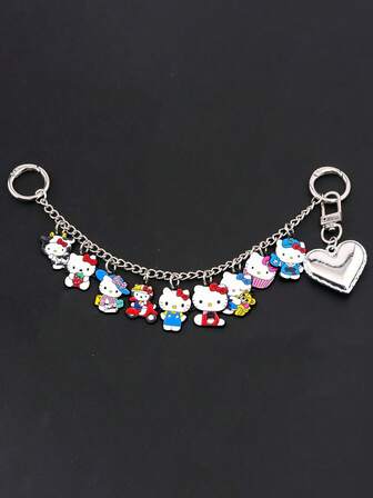  Sanrio 1pc Cute KT Cat Pendant Chain Thick Bag Decoration Hello Kitty Small Pendant Super Cute Bag Hanging Double Buckle Chain Suitable For Girl To Wear No Hanging Strap The Physical Object Is Shown In Figure 2