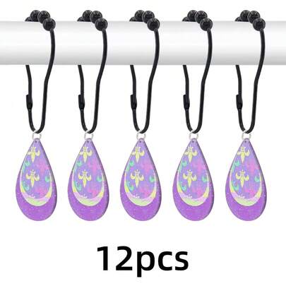12Pcs Purple Star Moon Multi-Color Hook Shower Curtain Hook Set, Sturdy . The Perfect Personalized Choice For Secret Santa Gifts, Holiday Hostess Presents, Or Celebratory Gifts. Perfectly Complements Christmas Home Decor, Bedroom Accents, Entryway Organization, Living Room Holiday Arrangements, And Closet Tidying Needs.