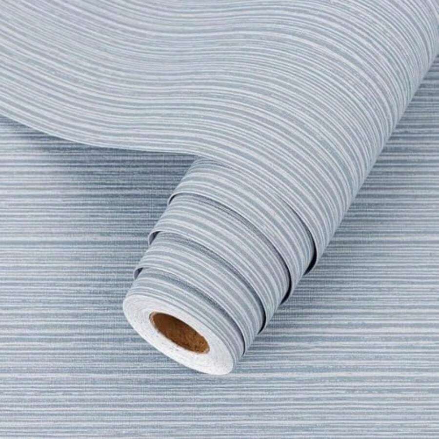 Arthome 40x310CM Pegatina de Vinil,Papel de Tapiz autoadhesivo,Papel Pintado Impermeable, a prueba de Aceite, para Decoración y Revestimiento de mueble, Encimera,Estante,Patrón de tela Beige(40 x 610 cm Tela azul y blanca) - Multicolor - Ver 1