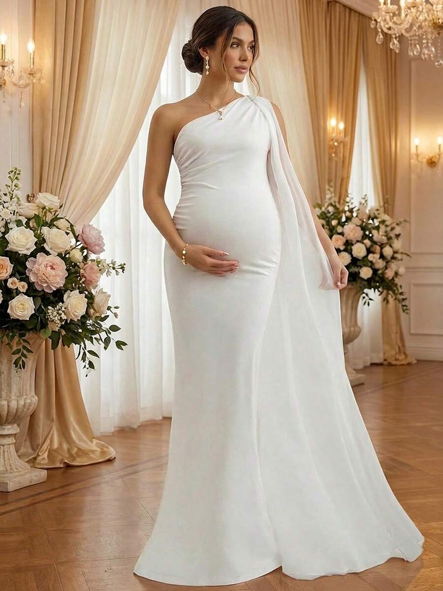 Maternity Dress With Mesh Patchwork Bodycon Design