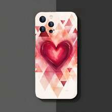 1PC Phone Case,  Heart Geometric Pattern Design Print , Stylish Phone Case, Phone Decoration, All-around Lens Protection, Creative Small Gift, Funny Gift for Boys and Girls - Negro - Ver 3