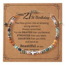 1 pieza Pulsera única de mujer con cuentas de piedras semipreciosas, diseño personalizado adecuado para uso diario, festivales, regalo para ella en su cumpleaños, Año Nuevo, Día de San Valentín - Multicolor - Ver 2