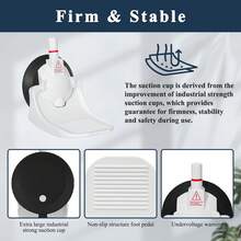 淋浴脚踏，带升级版工业吸盘，仅适用于光滑无孔且尺寸大于 5.2 英寸的瓷砖墙面，可折叠剃须踏板，适用于室内淋浴，白色，1 个装