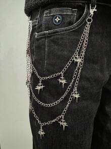 1pc Star Street Fashion Metal Trouser Chain, Suitable For Both Men And Women, All Season Clothing Accessory - Silver - View 6