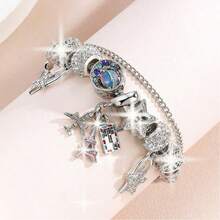 1pc Artisanal Fashion Multi-Color Hollow Heart Star Plane Pink Eiffel Tower Clay Postcard, DIY Snake Bone Chain, Bracelet & Wristband - Rose Gold - View 2