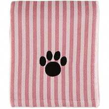 Bone Dry Colección Pet Robe - Bata de baño de Microfibra Absorbente Bordada con Cierre Ajustable, para Perros y Gatos, Talla S, Color Aguamarina(41x23.5" Rayado Rosa) - Multicolor - Ver 2