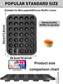 1pc Standard/Mini Muffin/Cupcake Baking Pan, 4/6/12/24/35/48 Cups Non-Stick Cake Mold, Baking Tool For Home Gatherings DIY Cakes, Bakeware, Kitchen Accessories - Black - View 17