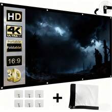 Portable Projection Screen 72 Inches - Foldable High-Definition Screen, Suitable For Outdoor Activities, Temporary Meetings, Parties, Supports 3D And 4K Ultra-High-Definition Display, Outdoor Entertainment Products | Ultra-High-Definition Screen | Lightweight Screen,Projector Screen - 72inches - View 1