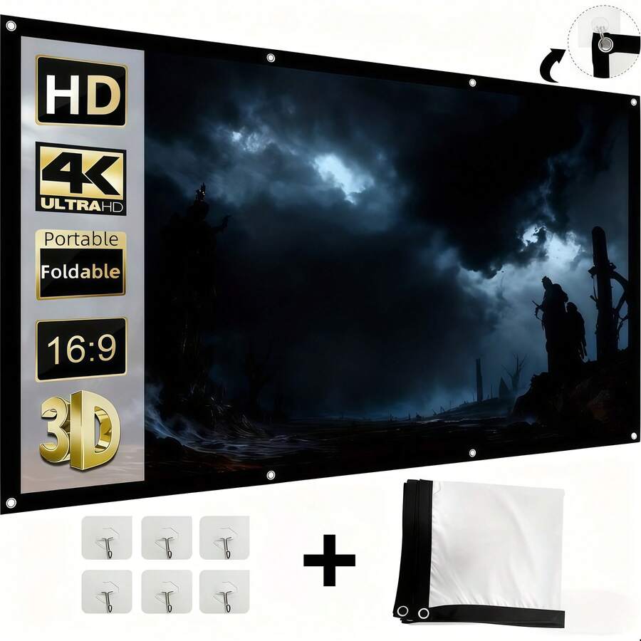 Portable Projection Screen 72 Inches - Foldable High-Definition Screen, Suitable For Outdoor Activities, Temporary Meetings, Parties, Supports 3D And 4K Ultra-High-Definition Display, Outdoor Entertainment Products | Ultra-High-Definition Screen | Lightweight Screen,Projector Screen - 72inches - View 1