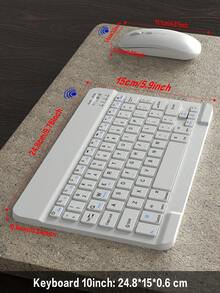 适用于 iPad 5/6/7/8/9/10、Pro 11、Air 1/2/3/4/5/6 的无线键盘鼠标套装，包含可拆卸无线键盘（150mAh 电池）和带笔槽的保护套 - 浅灰色