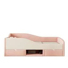 Upholstered Sofa Bed, 90 X 190 Cm, Multifunctional Bed With Two Drawers And Hanging Rails, Soft-Touch Velvet Upholstery, Mattress Not Included, Pink And Cream White - Pink + White + Soft Pack - View 9