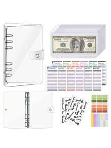 1 套 A6 拉链信封式预算本，透明预算本，带现金信封，可装现金的钱包式预算本，带文件袋 - A6 - 查看 6