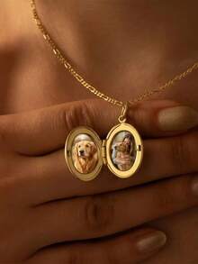 Custom Locket Necklace With Photo, Engravable Oval Necklace, Custom Engraved Locket Jewelry, Picture Locket Necklace, Personalized Christmas Gift - Multicolor - View 7