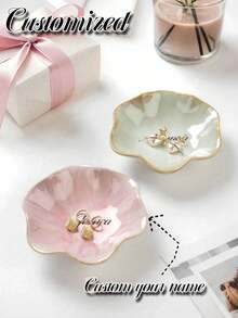 定制姓名戒指托盘，个性化姓名字母花卉装饰托盘，定制戒指托盘，定制首饰托盘，结婚戒指架，送给她的订婚礼物，结婚礼物，伴娘礼物，新娘送礼会礼物，返校礼物，家居装饰，装饰您的家，纪念品，可重复使用，可爱，高品质 - 彩色 - 查看 10