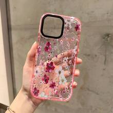 Red Flower Branches Patterned Soft TPU Phone Case Features A Transparent Pink Accent And Acrylic Lens Protection. It's Compatible With IPhone 17/17 Pro Max/17 Air/16/15/14/13/12. It's An Ideal Gift For Christmas And Valentine's Day, Perfect For Boyfriends, Girlfriends, And Family. - Hồng - Xem 7