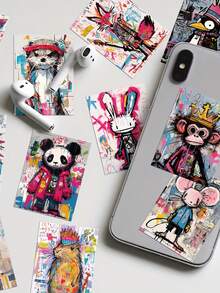 SCXXBSW 50 pièces Style Art Graffiti Fou, Autocollants Décoratifs PVC dessin animé Créatifs Convenant Pour Comptes Portables, Coques de Téléphone, Ordinateurs Portables, Ordinateurs, Valises, Réfrigérateurs, Guitares et Décorations de Vacances