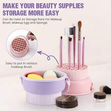 Silicone Washing Bowl Makeup Brush Folding Makeup Brush Cleaning Box Make-Up Egg Drying Tool Set Storage Artifact - Multicolor - View 1