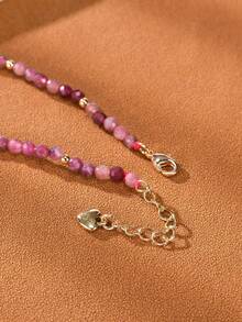 1pc 18K Gold Plated Natural Pink Beryl Faceted Bead Bracelet - Pink Tourmaline - View 3