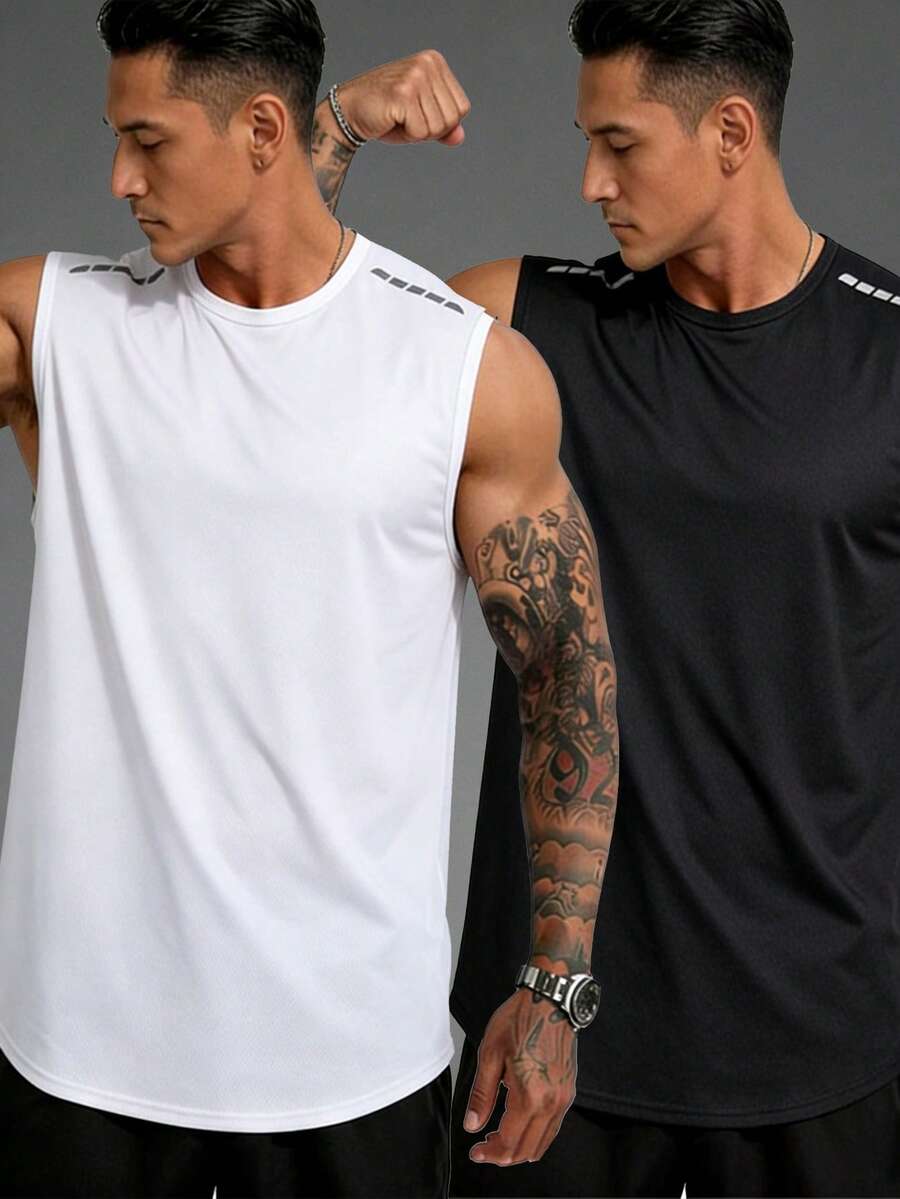 2pcs Men's Fashion Casual Breathable Vest - Multicolor - View 1