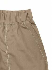 男士多口袋加大码工装裤，户外徒步运动裤，健身锻炼宽松休闲长裤，日常通勤训练跑步街头直筒裤，春秋季 - 卡其色 - 查看 3