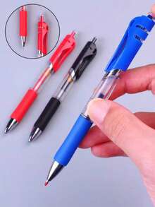 6支装黑色、红色、蓝色墨水圆珠笔/凝胶笔，速干墨水，按压式凝胶墨水笔 - 彩色 - 查看 4