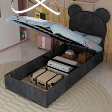 Modern And Minimalist Upholstered Bed With Soft Cartoon-Shaped Headboard, 90x200 Cm, Grey, Multifunctional Bedroom Furniture, High Storage Bed Base With Gas Lift Mechanism, Mattress Not Included. - Gray + Fabric + Metal + Memory Foam - View 10