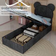 Modern And Minimalist Upholstered Bed With Soft Cartoon-Shaped Headboard, 90x200 Cm, Grey, Multifunctional Bedroom Furniture, High Storage Bed Base With Gas Lift Mechanism, Mattress Not Included. - Gray + Fabric + Metal + Memory Foam - View 6