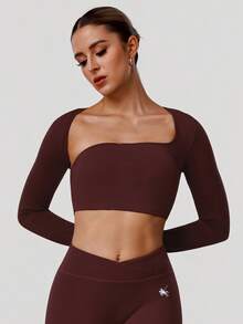 Sodalemon 女士训练休闲运动长袖拇指孔健身房露脐上衣户外瑜伽运动T恤 春季 - 酒紅色 - 查看 9