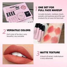QIBEST Powder Camera Makeup Set, Lipstick, Powder, Beauty Gift Box, Lip Tint, Lip Gloss, Mascara - Powder Camera Kit - View 7