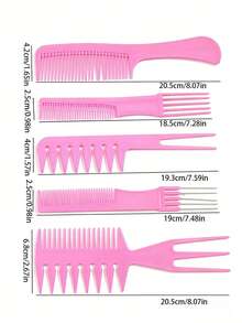 10pcs Unisex Multifunctional Minimalist Hair Styling Combs, Suitable For Grooming And Beauty Use, Hair Styling Kit, Hair Accessories - Pink - View 3