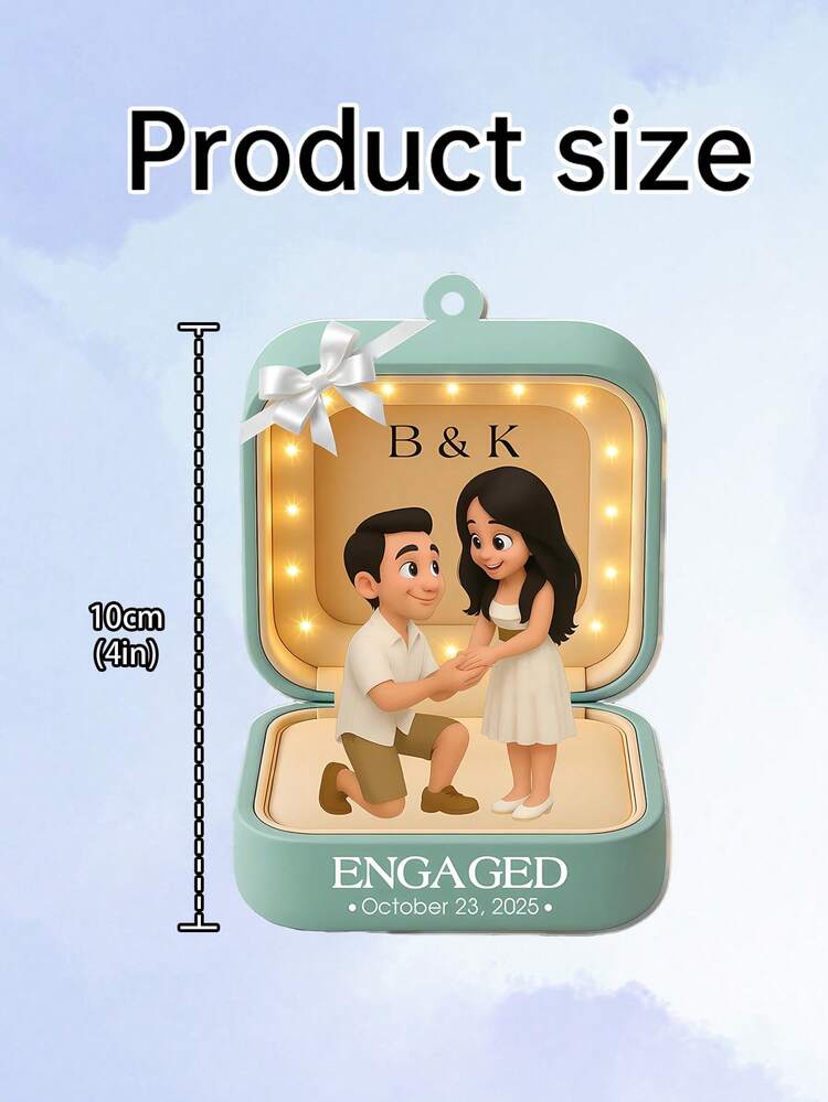 1件定制个性化订婚纪念品，定制2025年订婚首个圣诞节装饰品，求婚卡通照片人偶装饰品，情侣周年纪念礼物 - 彩色 - 查看 9