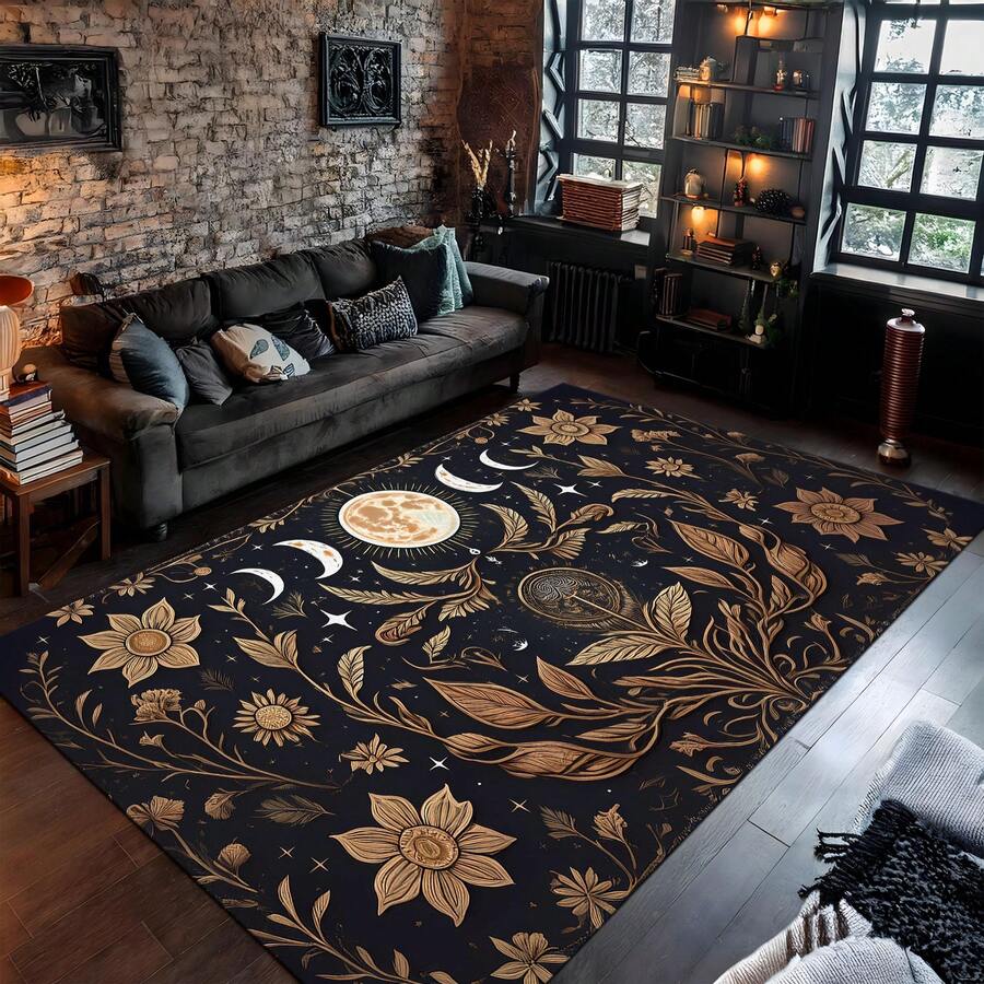 Cottagecore Moss Rug, Wildflower Botanical Rug, Green Plant Area Rug, Farmhouse Style Carpet, Nature Inspired Washable Rug For Living Room,   Luxury Rug, Rugs For Living Room,84*60inch,Perfect For Christmas And Halloween - Nhiều màu - Xem 1