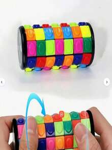 1pc 3D Magic Tower Puzzle Toy - Colorful Corn Cylinder Rotating Cube For Stress Relief & Brain Training,5x5 Multi-Layer Twist Puzzle, Creative Fidget Toy For Adults Teens, Perfect For Office Breaks, Study Sessions, Travel, Parties, Classroom Activities, Meditation Aid, Waiting Time & Cross-Border Intellectual Challenge & Focus Enhancement Tool - 彩色 - 查看 1