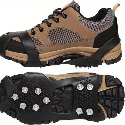 1 Pair Anti-Slip Ice Cleats, Rubber Traction Shoe Spikes For Walking On Snow And Ice