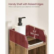 Small Bathroom Storage Corner Floor Cabinet With Door 20 X 18 X 80 Cm Bathroom Organizer Narrow Toilet Paper Storage Cabinet Adjustable Shelves Honey Brown UBBK310K01 - 蜜棕色 - 查看 7