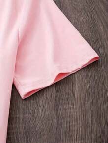 Women's Short Sleeve Round Neck T-Shirt, Various Colors, Delicate Neckline - 淺粉色 - 查看 4