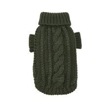 1pc Stretchy & Comfortable Cable Knit Solid High Neck Long Sleeve Premium Thick Pet Sweater, Suitable For Cats & Dogs In Autumn/Winter, Christmas - Green - View 11